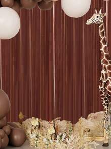 1/2/3/4件套哑光棕色金属丝帘，派对背景装饰，金属箔流苏帘，节日生日派对用品，性别揭晓派对，迎婴派对，新娘送礼会装饰 - 棕色 - 查看 6