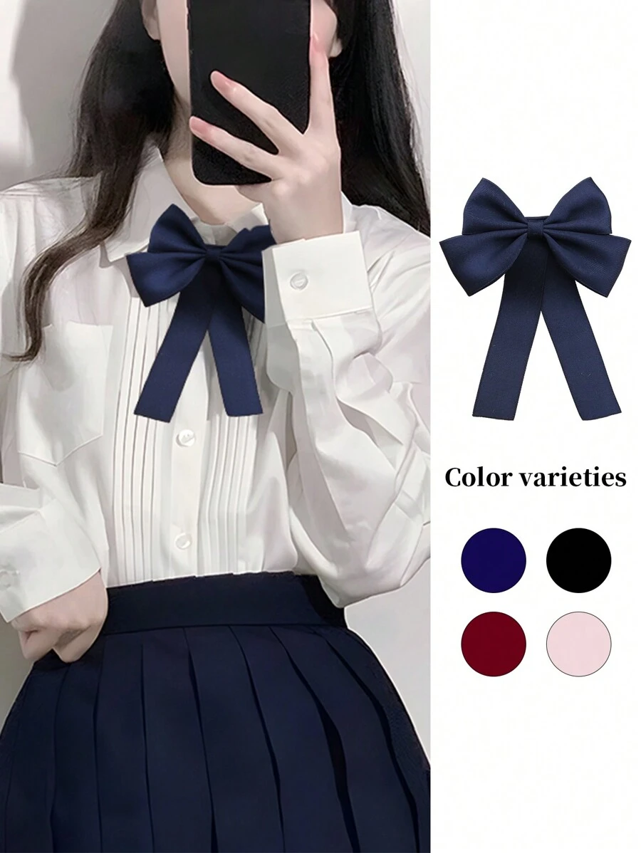 1pc Women's Solid Color Sweet Collegiate Style Bow Tie, Suitable For Daily Life And School Accessories Women Valentine's Day Valentines - Multicolor - View 1