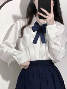 1pc Women's Solid Color Sweet Collegiate Style Bow Tie, Suitable For Daily Life And School Accessories Women Valentine's Day Valentines - Multicolor - View 3