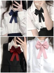 1pc Women's Solid Color Sweet Collegiate Style Bow Tie, Suitable For Daily Life And School Accessories Women Valentine's Day Valentines - Multicolor - View 2