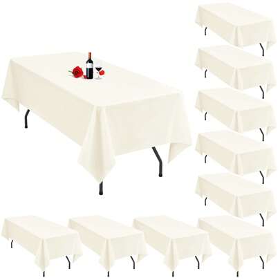 10 Pack Tablecloths For 6 Foot Rectangle Tables 60 X 102 Inch  Table Cloth Rectangle Table 6ft Tablecloth Linen Polyester Fabric Washable Table Cloths For Parties Wedding Banquet