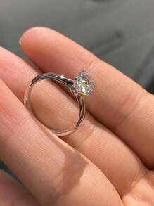 1 件时尚闪耀 1 克拉椭圆形订婚方晶锆石戒指结婚戒指女士女孩 S925 纯银承诺戒指永恒戒指精美女士珠宝礼物 - 四爪單鑽1克拉 - 查看 5