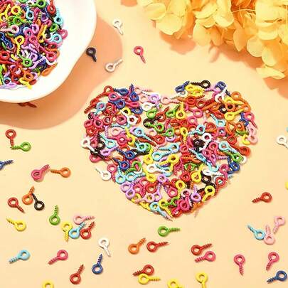 100/200/300/500 Pieces Of Colored Metal Sheep Eye Studs, Sheep Horn Nails Screws, Screw Eye Nails For Pendant Clasps, DIY Handmade Jewelry Making Materials, Various Handmade DIY Jewelry Accessories Small Business Supplies, Colorful Fashion Threaded Eye Studs For Jewelry Making Accessories, Metal Jewelry Accessories For DIY Handmade And Beaded, Mini Metal Eye Screws For Jewelry Making DIY Handmade Materials (Random Color)