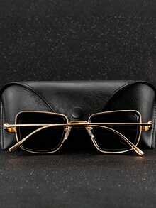 1 件装复古粗框金属方形时尚男士眼镜（不含眼镜盒）街头风格，适合搭配毛衣夹克运动衫连帽衫皮裤和工装裤 - 彩色 - 查看 4