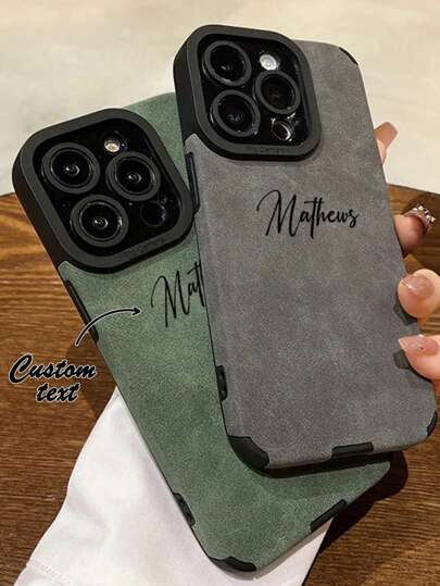 Personalized Luxury Leather Shockproof Mobile Phone Case, Personalized Name DIY Mobile I Phone Protective Case, I Phone/Galaxy Personalized Mobile Phone Case