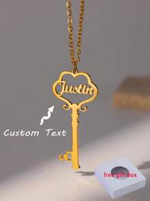 1 Máy Tính Tùy Chỉnh Tên Khóa Cổ Cho Nữ Cá Tính Thư Mặt Dây Chuyền Trang Sức Inox Nam Dây Xích Choker Cổ Personalizado - Vàng - Xem 1