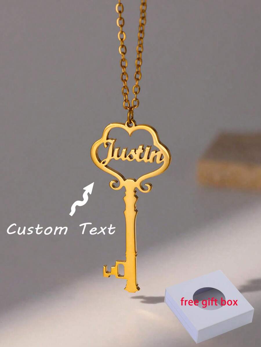 1 Máy Tính Tùy Chỉnh Tên Khóa Cổ Cho Nữ Cá Tính Thư Mặt Dây Chuyền Trang Sức Inox Nam Dây Xích Choker Cổ Personalizado - Vàng - Xem 1