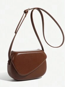 1pc Solid Color PU Material Square Saddle Bag, Suitable For Women Daily Use