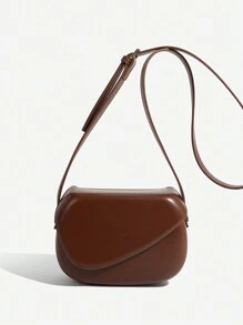 1pc Solid Color PU Material Square Saddle Bag, Suitable For Women Daily Use