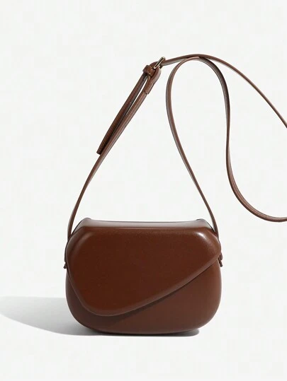 1pc Solid Color PU Material Square Saddle Bag, Suitable For Women Daily Use