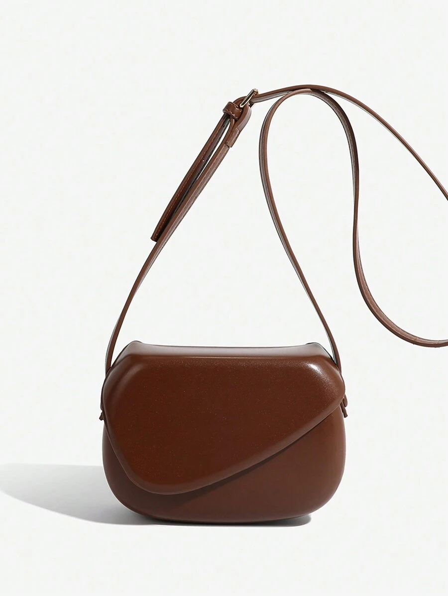 1pc Solid Color PU Material Square Saddle Bag, Suitable For Women Daily Use