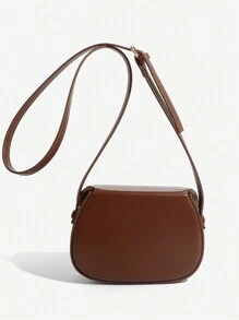 1pc Solid Color PU Material Square Saddle Bag, Suitable For Women Daily Use