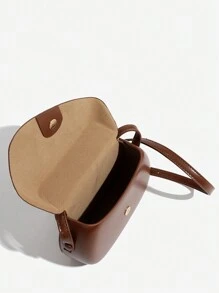 1pc Solid Color PU Material Square Saddle Bag, Suitable For Women Daily Use