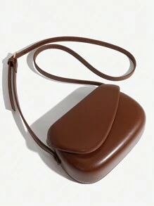 1pc Solid Color PU Material Square Saddle Bag, Suitable For Women Daily Use