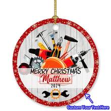 定制机械师圣诞装饰品，个性化亚克力机械师圣诞装饰品，机械师圣诞礼物，独特的机械师装饰，男女定制机械师装饰礼物 - 彩色 - 查看 2