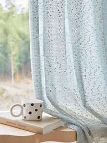 1 pieza Cortina traslúcida azul, panel de cortina de voile semitraslúcida de unicolor al estilo estadounidense para sala de estar, dormitorio, balcón