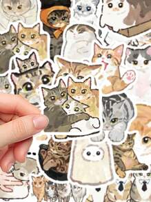 50 张可爱猫咪贴纸笔记本电脑手册手机壳装饰贴 - 彩色 - 查看 5
