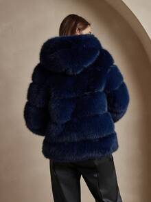 ZIAI Chaqueta con capucha de unicolor, casual y esponjosa para invierno - Azul - Ver 7