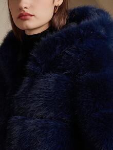 ZIAI Chaqueta con capucha de unicolor, casual y esponjosa para invierno - Azul - Ver 9