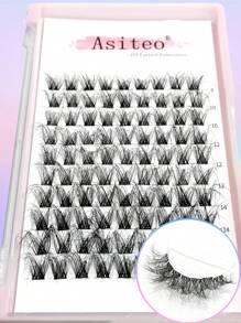 Asiteo 90 Pcs DIY Lash Kit Cluster Faux Mink Lashes Fluffy Messy 3D Cluster D Curl Lashes Mix Individual Eyelashes Extensions - 彩色 - 查看 6