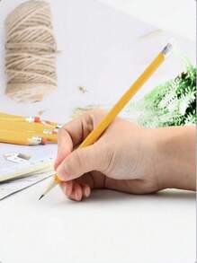 12/30 piezas Lápiz amarillo HB, adecuado para escribir, dibujar, pintar - Escritura suave, duradero - 12 palos - Ver 11