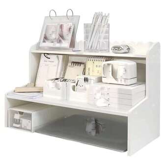 1入組組裝大型雙層桌面多功能收納架