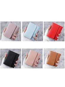 Short Wallet Three Fold Short Clip Wallet Solid Color Multi Card Slots Coin Cute Foldable Clip Female Wallet Card Holder Wallet Business Card Holder Credit Card Holder Women For Women Wallet Mini Wallet Purse Wallet Card Wallet - Multicolor - View 10