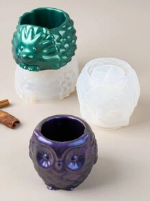 1PC Cute Animals Candle Cup DIY Silicone Molds Hedgehog Owl Succulent Plant Flowerpot Epoxy Resin Casting Molds 3D Gypsum Home Decor Supplies Desktop Ornament