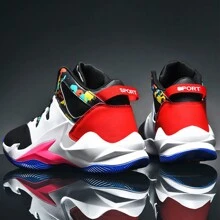 Men's Mid Top Basketball Shoes Anti Slip Outdoor Sports Walking And Running Shoes - Black Red - View 9