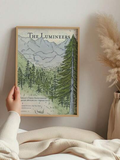 1 张音乐会森林风景帆布海报 - 复古风格无框墙壁艺术，适用于家庭装饰、客厅、卧室、办公室