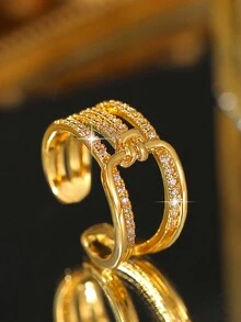 jealous young 1pc Multi-Layer Zirconia Open Ring, Suitable For Women And Girls For Daily Wear - View 7