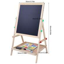 Tablero de dibujo de madera para niños y bebés, 2 en 1, de doble cara, de pie - Caqui - Ver 2