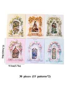 30 miếng/túi miếng dán mực trắng PET chống thấm nước - Dòng sản phẩm sân vườn & sân trong, Thiết kế cảnh quan hoa, Làm sổ lưu niệm tự làm - Nhiều màu - Xem 5