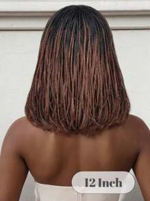Peluca de trenzas bob trenzadas para mujer, peluca corta de trenzas cuadradas con flequillo, peluca sintética de trenzas marrones con raíces negras para mujeres afroamericanas