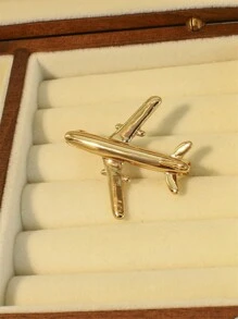 Yuan Shuo 1 chiếc trâm cài cổ áo hình máy bay tối giản, huy hiệu cặp đôi thời trang và dễ thương - Vàng - Xem 10