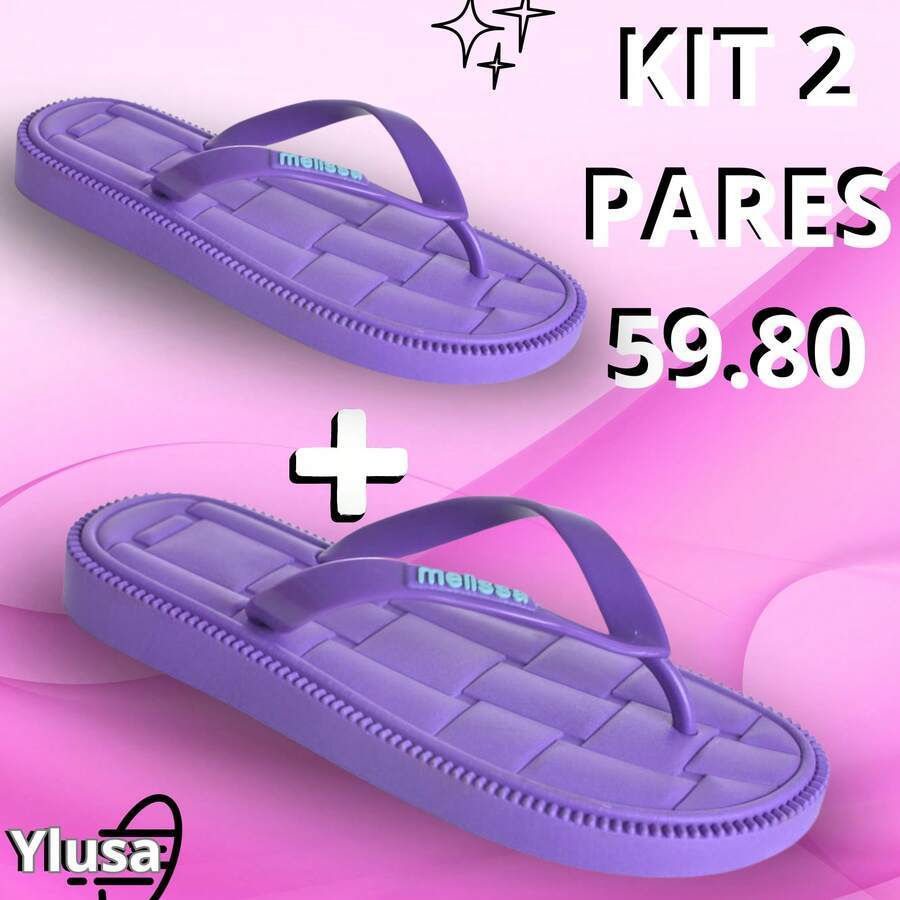 Kit 2 Soft And Comfortable Women's Flip Flops For Beach And Summer - CH.MẬT ONG-TÍM-TÍM - Xem 1