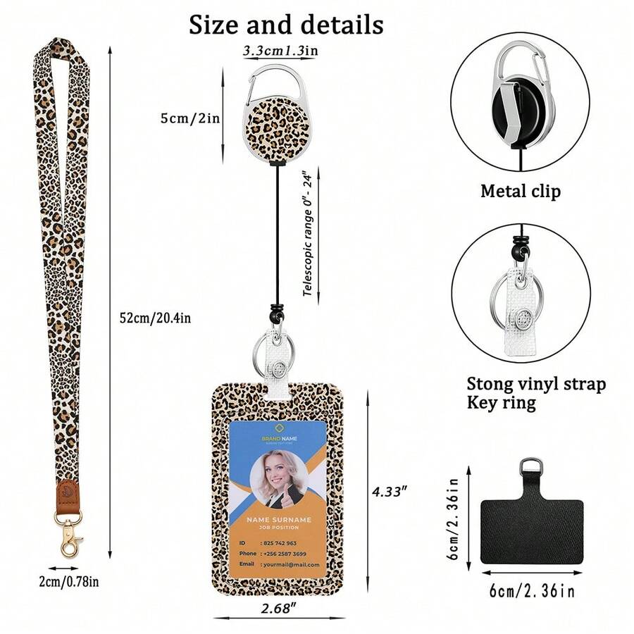 (4Pcs) Heavy Duty Retractable Badge Reels Clip And Vertical Plastic ID