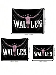 1 Stück universelle, spaßige Wandteppich mit Westernstier-Schädel-Motiv, personalisierter Polyester-Wandteppich geeignet für Studentenwohnheime, Zimmer, Schlafzimmer, Wohnzimmer Wanddekoration, inklusive kostenlosem Installationszubehör, ein ideales Geschenk, Heimdekoration, Zimmerdekoration, Raumfahnen, Raumartikel, Wandteppich