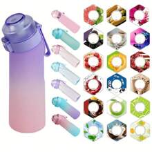 1 Piece Of 650ml Air Bottle Tritan Water Bottle Comes With 1 Sachet Randomly, Air Atmosphere 0 Candy Fruit Flavor, Tritan Plastic Water Bottle Has Atmosphere To Drink More Water, And Comes With 1 Scent Ring Randomly - Multicolor - View 1