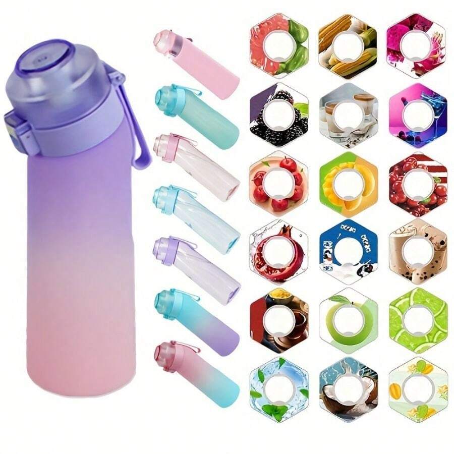 1 Piece Of 650ml Air Bottle Tritan Water Bottle Comes With 1 Sachet Randomly, Air Atmosphere 0 Candy Fruit Flavor, Tritan Plastic Water Bottle Has Atmosphere To Drink More Water, And Comes With 1 Scent Ring Randomly - Multicolor - View 1