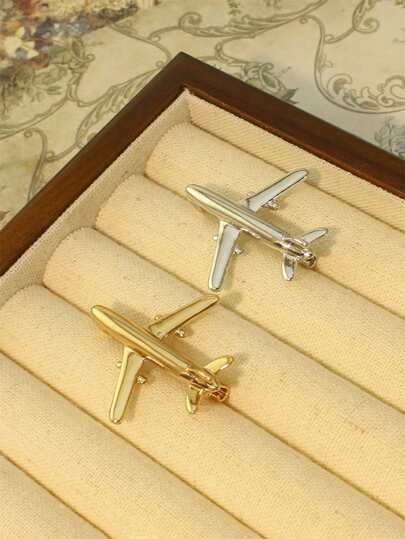 Yuan Shuo 1pc Minimalist Airplane Shaped Brooch Pin, Fashionable & Cute Lapel Pin For Couples