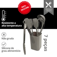 Silicone Kitchen Utensils Silicone Kit 7 Pieces Kitchen Organizer Home - 灰色 - 查看 2