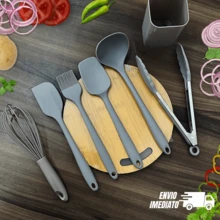 Silicone Kitchen Utensils Silicone Kit 7 Pieces Kitchen Organizer Home - 灰色 - 查看 3