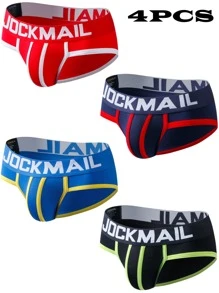 JOCKMAIL 4件裝男士吸濕三角褲，適用於運動健身 - 彩色 - 查看 3