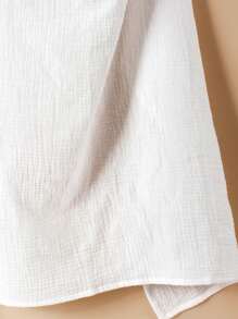 1pc Breathable Cotton Muslin Multi-Function Nursing Cover, Breastfeeding Scarf, Stroller Sun Shade & Wind Protector - White - View 7