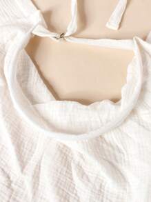 1pc Breathable Cotton Muslin Multi-Function Nursing Cover, Breastfeeding Scarf, Stroller Sun Shade & Wind Protector - White - View 9