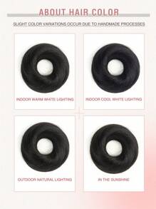 1pc Messy Bun Hair Piece, Human Hair, 1B Natural Black Wavy Bun Hair Piece, Suitable For Updo, Donut Style Elegant Bun, With Elastic Hair Ties, For Women Hairstyles, Halloween Costume