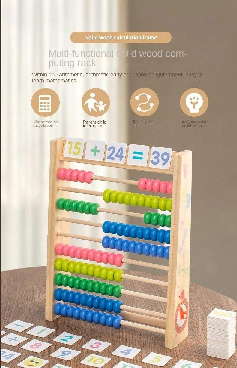 10Digit Wooden MultiFunction Arithmetic Operation Rack, Addition