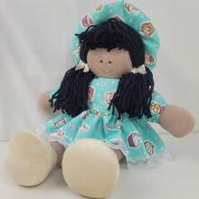BLACK RAG DOLL MALY 37CM TOY GIRL'S ROOM CHILDREN'S PARTY DECORATION - BÚP BÊ ĐEN MALY CAP CAK XANH - Xem 3