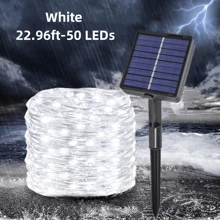 1 件 50/100/200/300 LED 太阳能户外灯串，8 种模式铜线仙女灯，适用于派对、阳台、草坪、庭院、花园、户外照明、圣诞装饰万圣节圣诞节感恩节礼物 - 彩色 - 查看 24